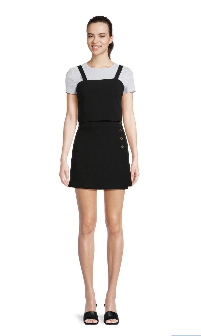 No Boundaries 3 Piece Cove Black White Short Sleeve Top Skirt Set Size S (3-5)